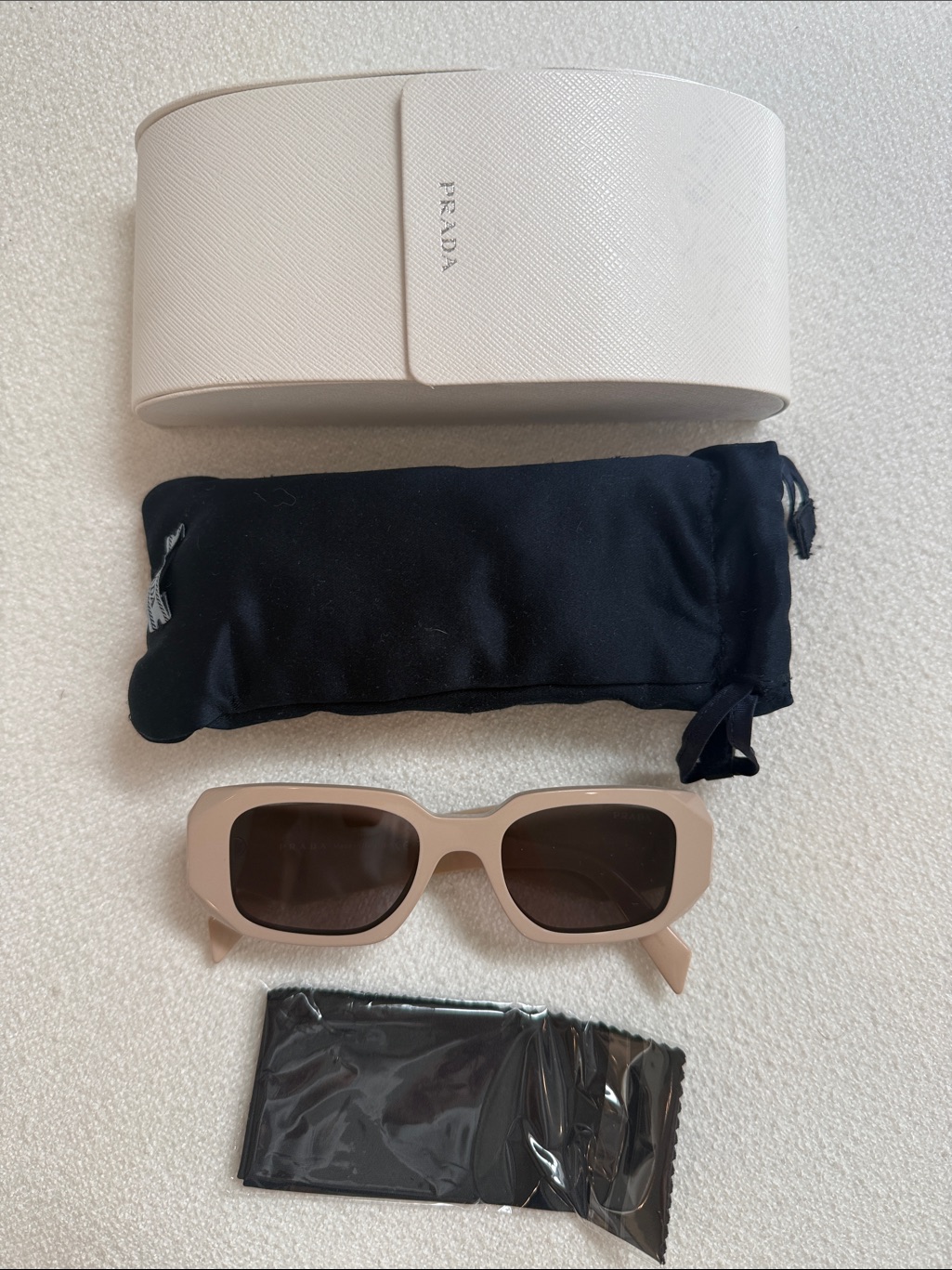 Prada Women’s Rectangular Sunglasses In Pale Beige With Brown Lenses